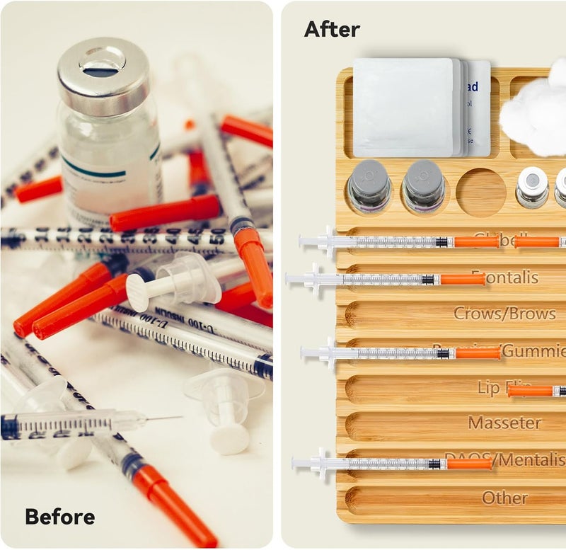 Verigud Aesthetic Practitioner Syringe Tray with Vials Holder, 3-in-1 Bamboo Syringe Organizer for Aestheticians - Image 2